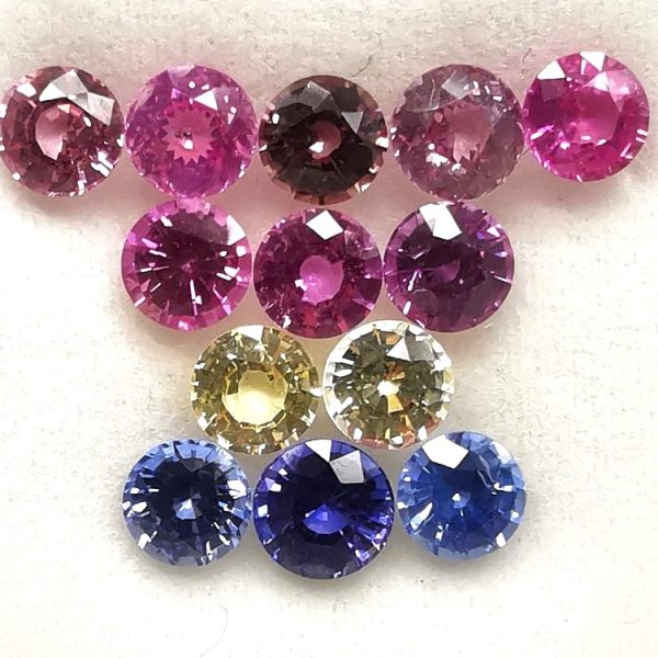 40868 Lot saphirs fancy ronds 5mm