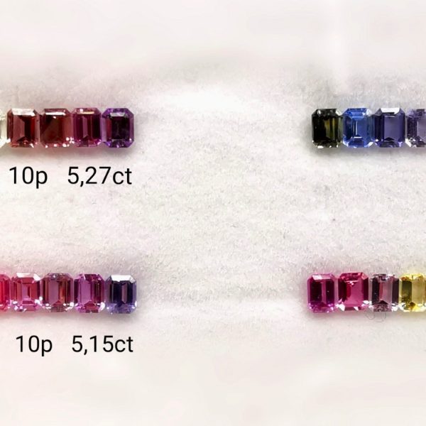 42071 Lignes Saphir fancy non chauffé RPC 5x4 5.27cts, 4.80cts, 5.15cts, 5.01cts - 240€/lot