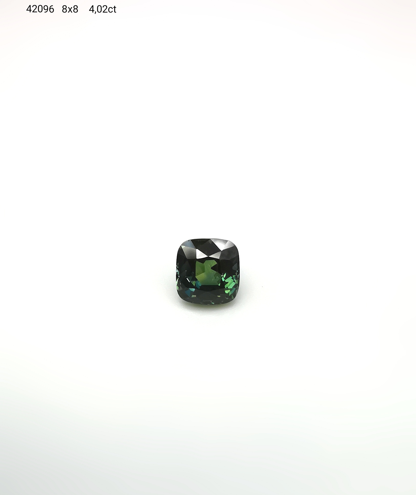 42096 Saphir teal coussin 8x8 4.01cts