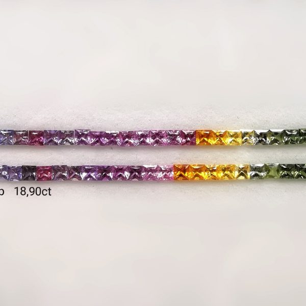 42530 Ligne Saphir fancy carré 3.5x3.5 66p  - 140€/lot